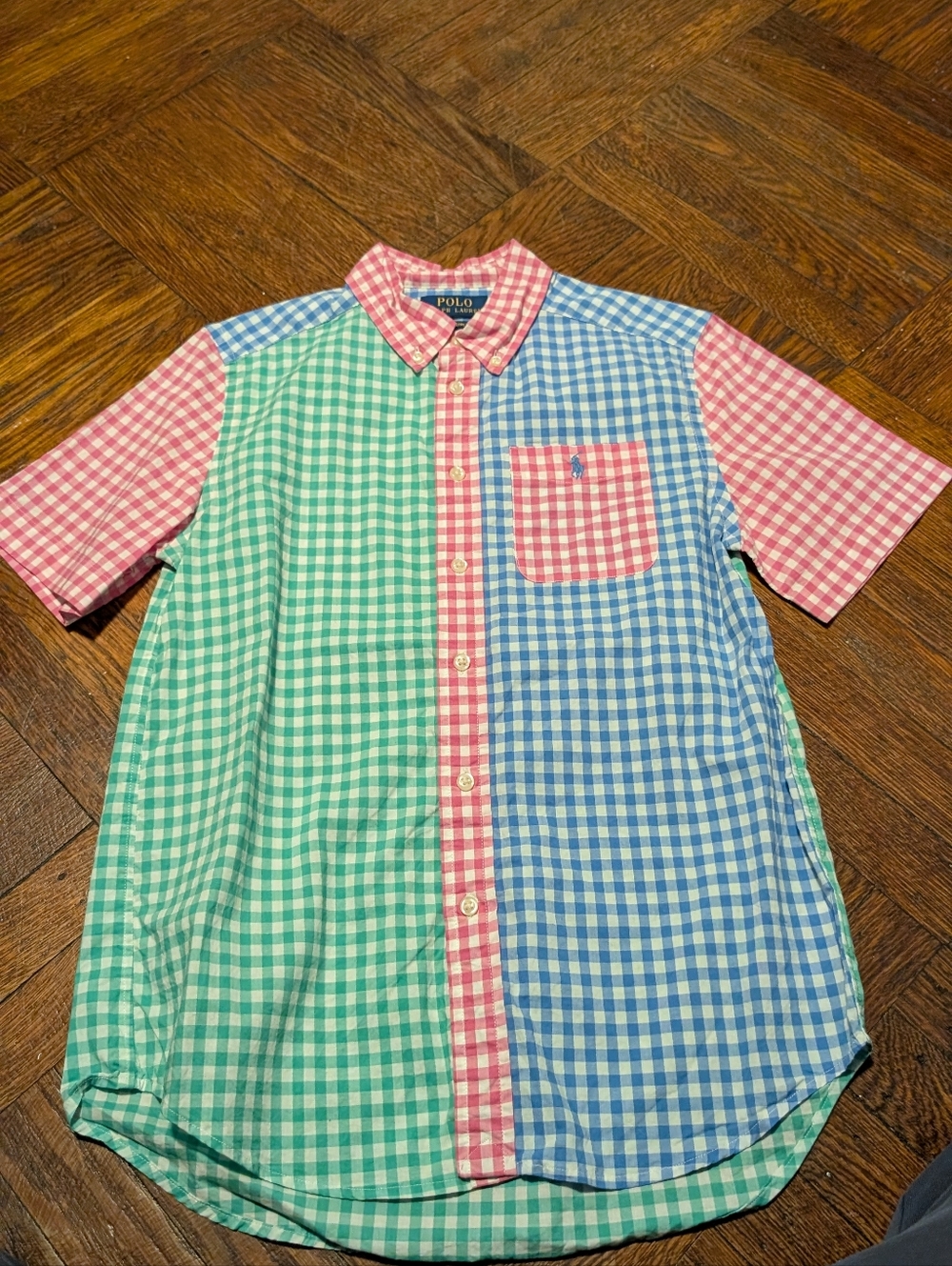Polo by Ralph Lauren Green, Blue & Pink Gingham Short-Sleeve Button-Down